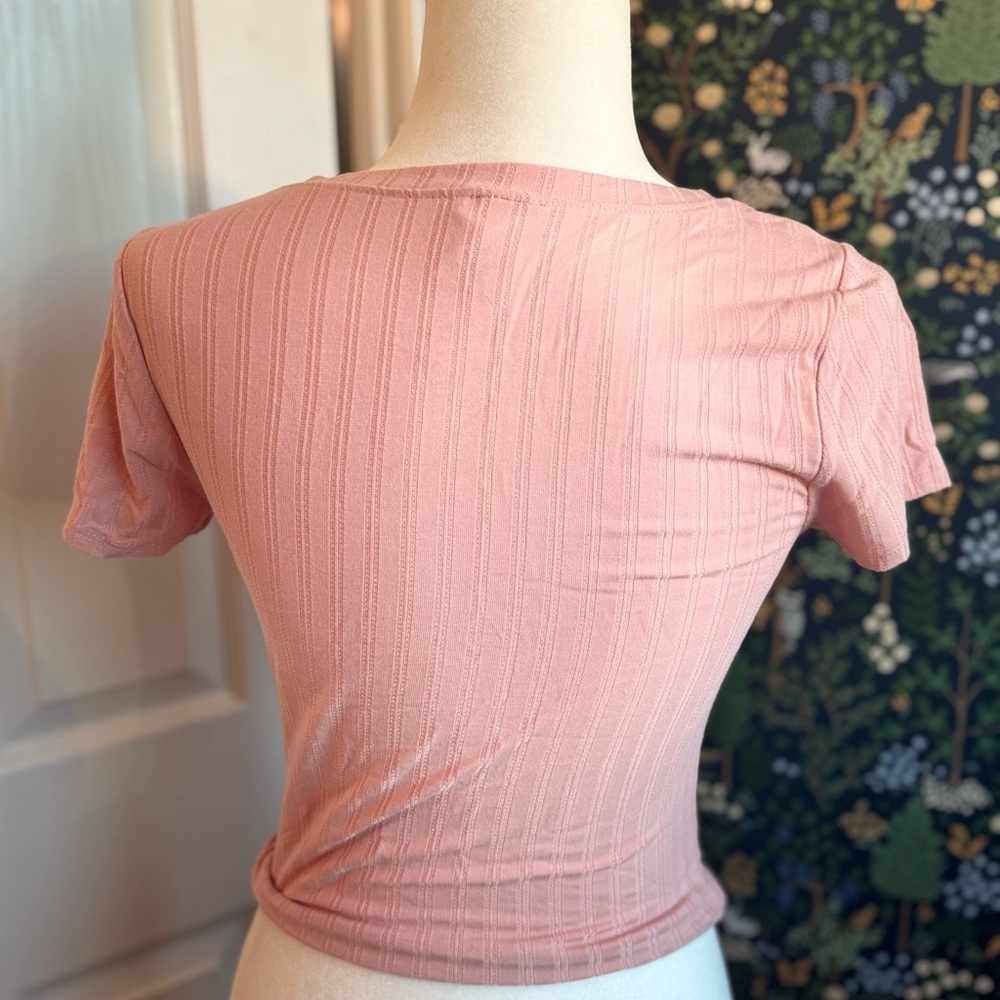 Blush Ribbed Short Sleeve Top - Picture 3 of 4